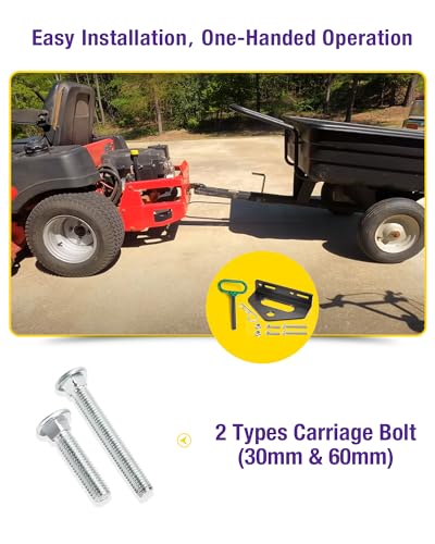Zero Turn Trailer Hitch With Hitch Pin, 1/4"(6mm) Thick Heavy Duty Steel Universal Lawn Mower Towing Hitch Kit With Pin, Versatile Chain Slot Rugged Hitch Included Carriage Bolt & R Clip Black & Green - color: Black & Green