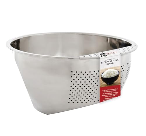 Helen's Asian Kitchen Japanese Rice Washing Bowl, 3-Quart, Side Drainer