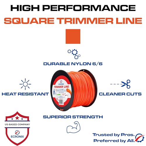 095 3lb Square Trimmer Line, Commercial Weed Eater String - size: 3 LB - .095" - 819 ft
