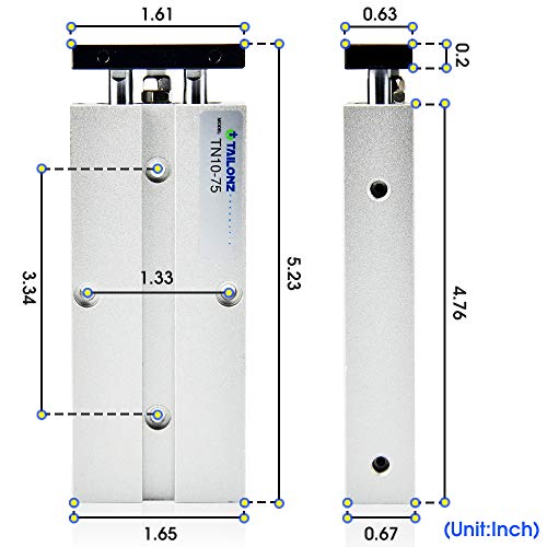 TAILONZ TN10-75 10mm x 75mm Double-Rod Cylinder - size: Bore:10mm Stroke:75MM