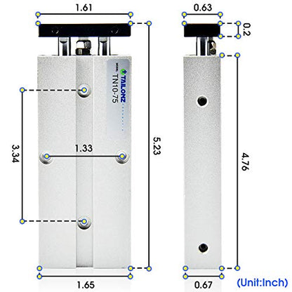 TAILONZ TN10-75 10mm x 75mm Double-Rod Cylinder - size: Bore:10mm Stroke:75MM