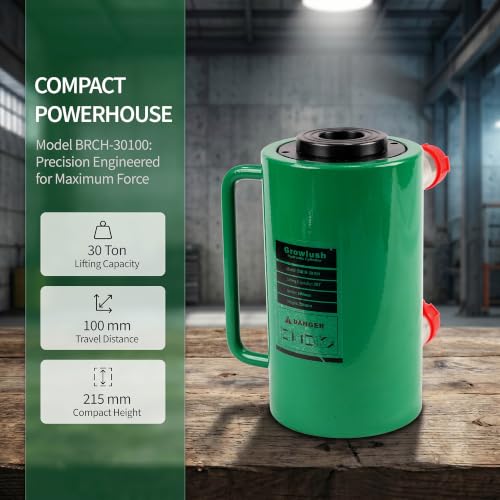 30 Ton Double-Acting Hollow Hydraulic Cylinder 100mm(4") Stroke - size: BRCH-30100