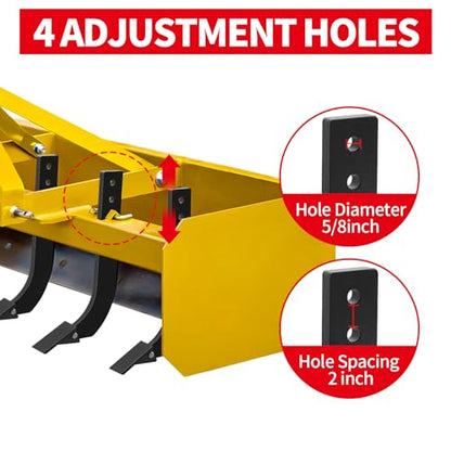 Box Blade Shank, 16" Powder Coated Steel 4-Hole Adjustable Ripper Shank with Removable Tapered Teeth, Lock Pin for Digging and Plowing (16 Inch-1 Pack) - size: 16 Inch-1 Pack