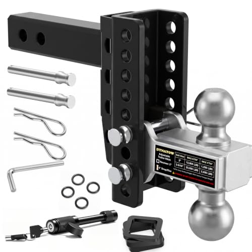Zero-Noise Adjustable Trailer Hitch for 2 Inch Receiver - 6 Inch Drop/Rise - color: Grey, size: 6 Inch Drop/Rise