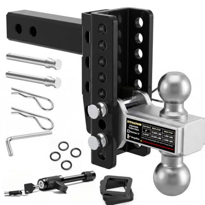 Zero-Noise Adjustable Trailer Hitch for 2 Inch Receiver - 6 Inch Drop/Rise - color: Grey, size: 6 Inch Drop/Rise