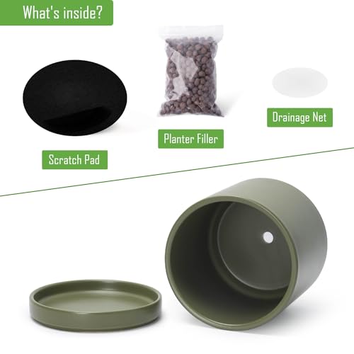 D'vine Dev 8.2 Inch Ceramic Planter Pot, Olive, 94-O-D-J - color: Olive, size: Medium