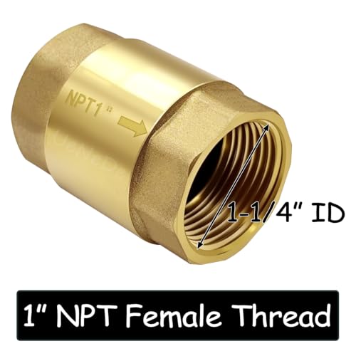Uenede Brass 1 Inch NPT In-line Spring Check Valve, 1PCS - size: 1"NPT