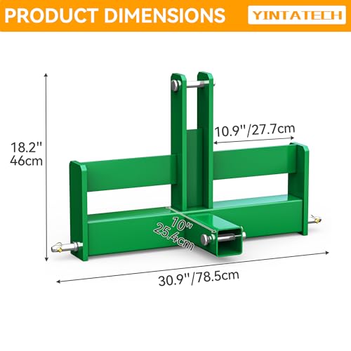 YINTATECH 3 Point Hitch Receiver with Suitcase Weight Brackets Category 1 - color: Green