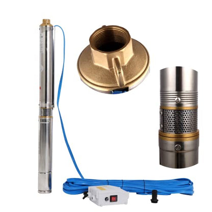 2.5" Deep Well Pump 0.75Hp Submersible Deep Well Pump 220V/60Hz Single Phase Electric Submersible Well Pump 197ft/13.2GPM Water Pump 1"bore Impeller Well Pump with Control Box for Industrial - size: 220V/60Hz 0.55KW 0.75HP 1"