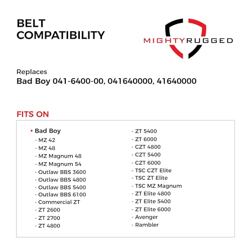 041-6400-00 Bad Boy Pump Belt Replacement, Length 66.5", Heavy-Duty, Durable, Aramid Cord Belt Replaces 041640000 for Bad Boy MZ, ZT, CZT, MZ Magnum, TSC, ZT Elite, Outlaw BBS Mowers - size: 66.5" x 1/2"