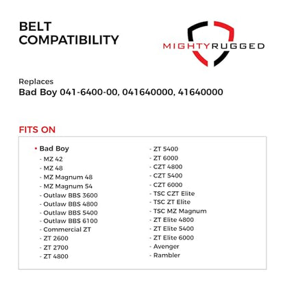 041-6400-00 Bad Boy Pump Belt Replacement, Length 66.5", Heavy-Duty, Durable, Aramid Cord Belt Replaces 041640000 for Bad Boy MZ, ZT, CZT, MZ Magnum, TSC, ZT Elite, Outlaw BBS Mowers - size: 66.5" x 1/2"