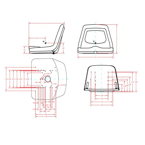 Blue Deluxe High-Back Steel Pan Seat Fits Ford 1100 1200 1300 1500