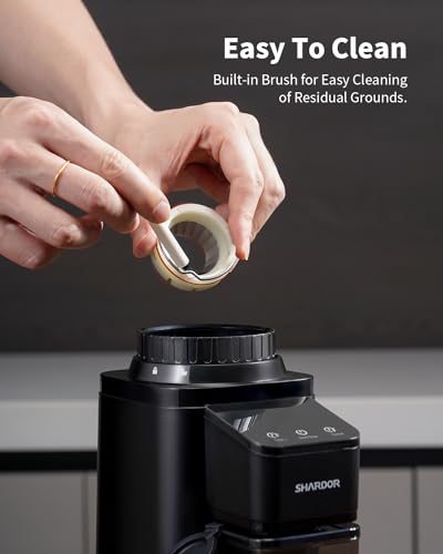 SHARDOR Conical Burr Coffee Bean Grinder, Anti-Static, 48 Settings, Black - color: Black