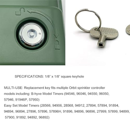 Sprinkler Controller Door Key Sprinkler Timer Lock Key for Orbit and Hydro-Rain, Metal (2pack)