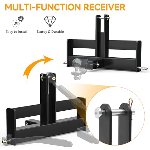 YINTATECH 3 Point Hitch Receiver with Suitcase Weight Brackets Category 1 - color: Black