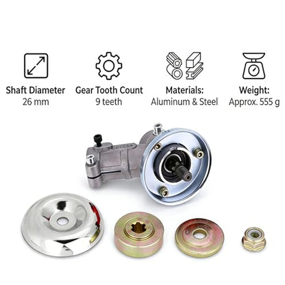 Replacement Brush Cutter Gearbox 26mm Diameter 9 Teeth for String Trimmer and Brush Cutter Parts