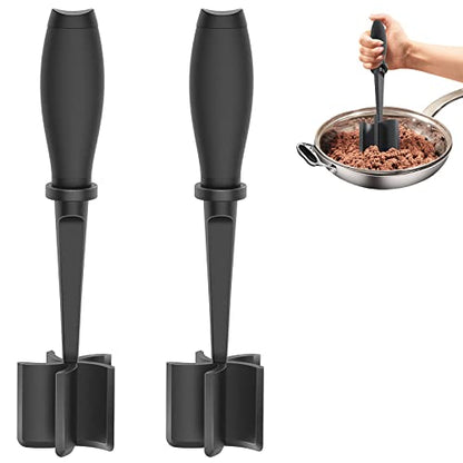 2Pack Meat Chopper Hamburger Masher Ground Beef Smasher Utensil Mix Tool - color: 2 Pack-Black