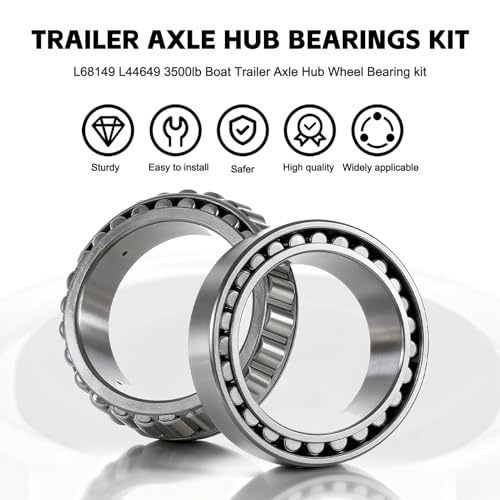 4 Sets 3500 LB Boat Trailer Axle Bearing Kits, L68149 L44649 Bearings with 171255TB (10-19) Grease Seals, Fits 1-3/8" to 1-1/16" Bearings, 1.98" Dust Caps, Rubber Plugs, Cotter Pins – Fits #84 Spindle - color: 4 Set L68149 L44649 Bearings Kit