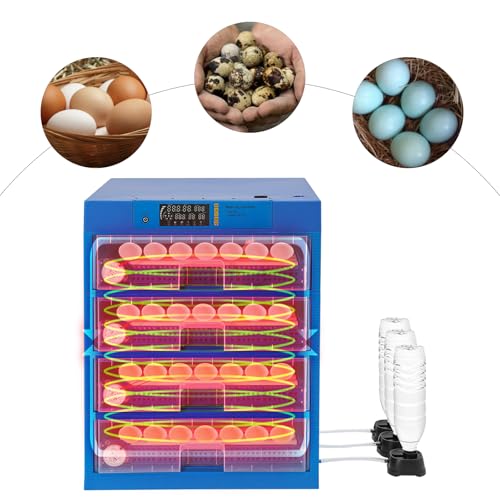 256 Eggs Incubator, Fully Automatic Egg Hatcher with LED Display & Automatic Egg Turning, Digital Poultry Hatcher for Chicken, Duck, Goose, Quail, Peacock Eggs (256) - size: 256