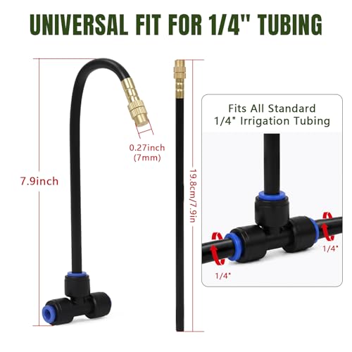 Drip Irrigation Nozzles 20 Pack, 8 Inch Adjustable Sprayers for 1/4 Tubing