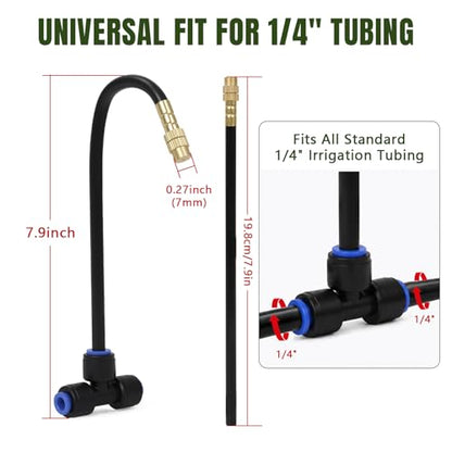 Drip Irrigation Nozzles 20 Pack, 8 Inch Adjustable Sprayers for 1/4 Tubing