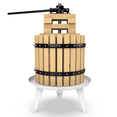 SQUEEZE master Fruit Press-3.17 Gallon/12L-Solid Wood Basket Wine Press-Vintage traditional juicer-6 Press Wooden Blocks-Pole Handle Bar for Juice,Wine,Cider-1 free filter bag included - color: Black, size: 3.17 Gallon