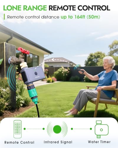 Insoma Remote Control Sprinkler Timer with Brass Inlet & Outlet, Garden Hose Timer Turns Water Off Automatically, Up to 120 Minutes of Run Time, for Faucet, Lawn, Drip, Soaker Hose, IP55 Waterproof - size: 1 Zone-RC-Brass Value