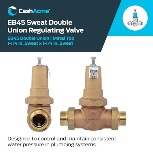 Cash Acme EB45 Pressure Regulating Valve, Double Union, 1-1/4 Inch Sweat, Metal Top, 60 PSI, PVA35M-DUSW-60 - size: 1-1/4 in.