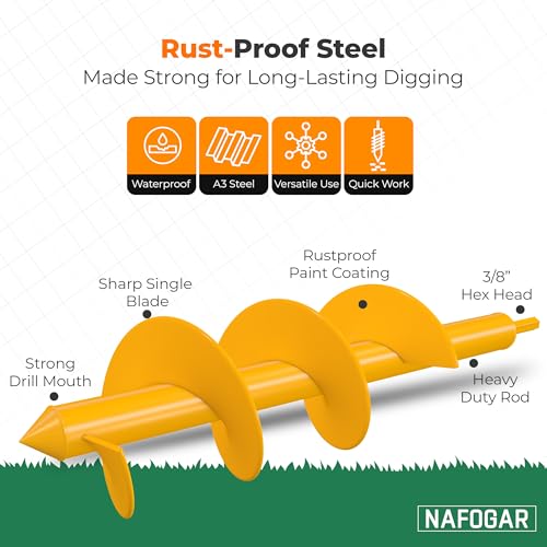 Garden Auger Drill Bit for Planting - Pack of (2) - 1.6”x16.5” & 3.5”x16” – Garden Spiral Hole Digging for Planting, Bulbs, Bedding Plants & More - Compatible with 3/8 Inch Hex Drive - size: Pack of 2: 1.6"x16.5" & 3.5"x16"