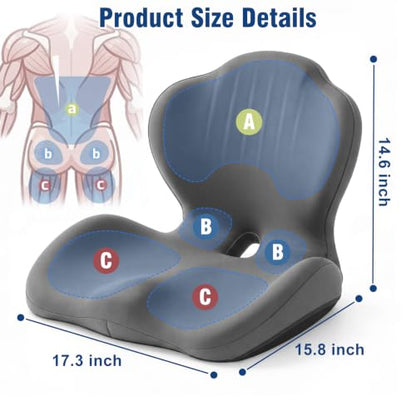 Car Seat Cushion Office Chair Cushion with Lumbar Support Pillow - color: Gray