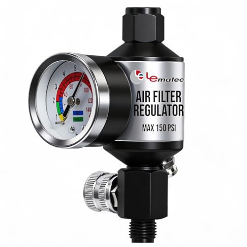 LE LEMATEC Paint Sprayer Regulator with Gauge & Water Separator