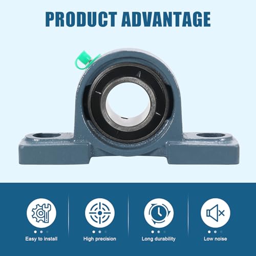 2 Pack UCP206-20 Pillow Block Bearing 1-1/4 inch Bore Mounted Pillow Block Bearings Solid Cast Iron Base Self-Alignment - size: UCP206-20