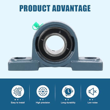 2 Pack UCP206-20 Pillow Block Bearing 1-1/4 inch Bore Mounted Pillow Block Bearings Solid Cast Iron Base Self-Alignment - size: UCP206-20