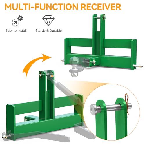 YINTATECH 3 Point Hitch Receiver with Suitcase Weight Brackets Category 1 - color: Green