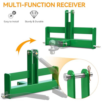 YINTATECH 3 Point Hitch Receiver with Suitcase Weight Brackets Category 1 - color: Green
