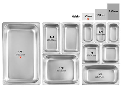 New Star Foodservice Full Size Stainless Steel Steam Table Pan, 20.8 x 12.8 x 2.5 Inches, 18/8 Stainless Steel, 24 Gauge, NSF Certified (Set of 6) - size: Full, style: 2.5" Deep
