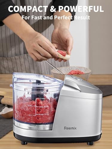 Reemix 1.5-Cup Electric Food Chopper, 100W Mini Food Processor Meat Grinder - color: Silver