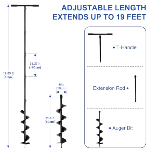 Lothee 228 Inch Steel Auger Well Drilling Kit for Garden Irrigation