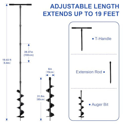 Lothee 228 Inch Steel Auger Well Drilling Kit for Garden Irrigation