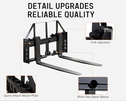 Albott 45" Heavy-Duty Tractor Pallet Forks with 50" Forklift Blades - size: Extra Large
