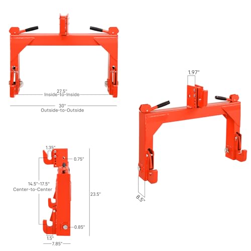 3 Point Quick Hitch Receiver 3000 lbs Attachments Adaptation - color: Orange