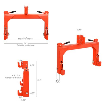 3 Point Quick Hitch Receiver 3000 lbs Attachments Adaptation - color: Orange