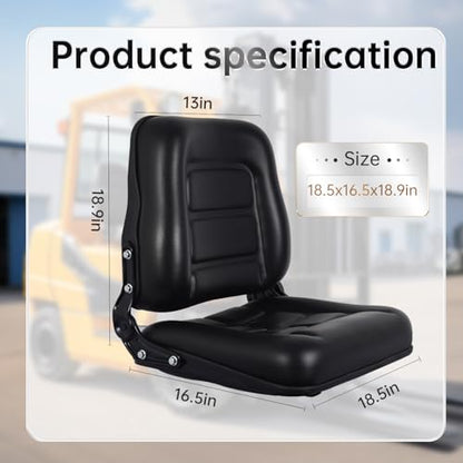 Universal Forklift & Tractor Seat with Adjustable Backrest Angle, Sliding Rail, Heavy-Duty Replacement Seat for Tractor, Excavator, Skid Steer, Backhoe, Dozer, Telehandler