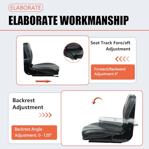 Universal Forklift Seat, Fold Down Tractor seat with Micro Switch for Tractor, Caterpillar Excavator Skid Loader Backhoe Dozer Telehandler
