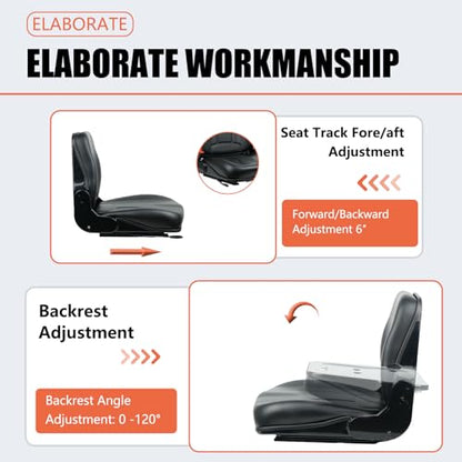 Universal Forklift Seat, Fold Down Tractor seat with Micro Switch for Tractor, Caterpillar Excavator Skid Loader Backhoe Dozer Telehandler