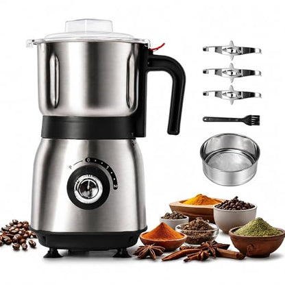 Electric Grinder for Kitchen, 500W Spice Grinder for Coffee & Grains - color: Black