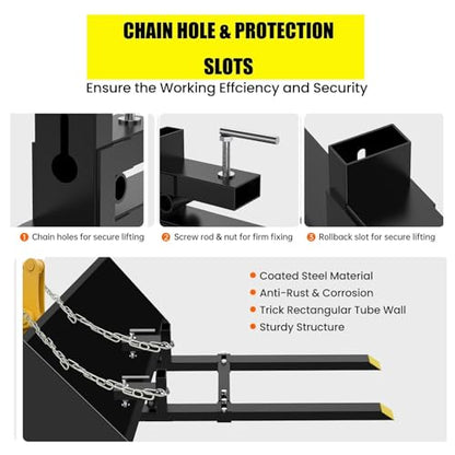 43'' Clamp on Pallet Forks, 2000LBS Bucket Fork Attachment Stabilizer - size: 43 inch-1500lbs