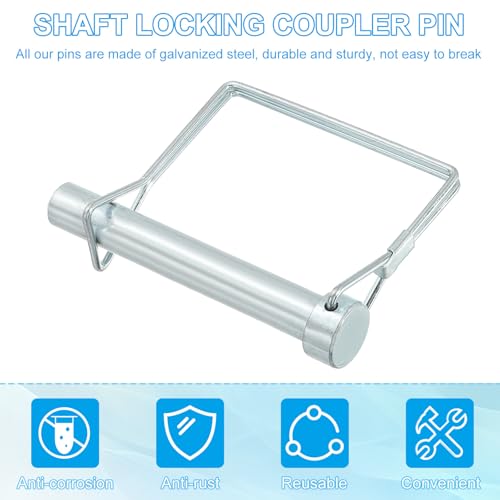 PATIKIL Trailer Coupler Pin 2/5x4-3/4x1.81"(D*L*IW), 2 Pcs Wire Lock Pin Square Shaft Locking Pins Safety PTO Hitch Pin for for Farm Trailer Tractor Truck Boat Towing (10x120x46mm) - size: 2/5x4-3/4x1.81"(D*L*IW)