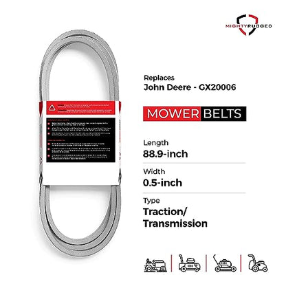 GX20006 John Deere Drive Belt Replacement - Belt Length 88.9" - Heavy-Duty, Durable, Aramid Cord Drive Belt for D110, D140, L110, L111, L118, L120, LA115, LA125, LA130 Lawn Mowers & More - size: 88.9" x 1/2"