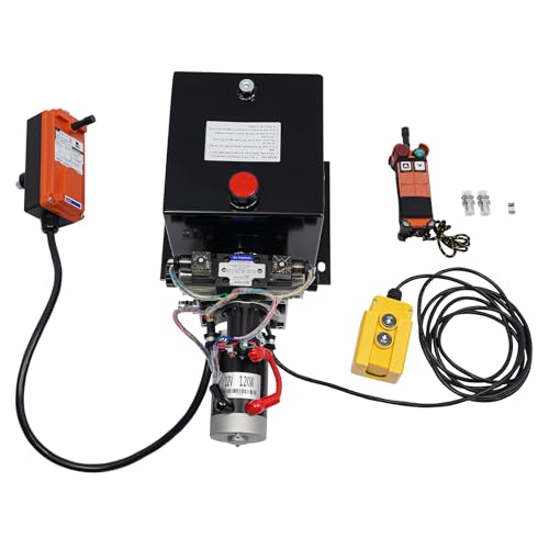 Double Acting Hydraulic Power Unit 12V DC with Wireless Remote Control, Hydraulic Pump for Dump Trailer, Lift Gates, Scissor Lifts and Car Lifting, Power Up Power Down System